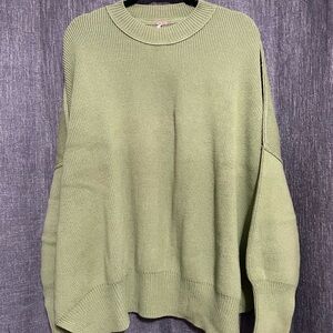 Free People Sage Green Crew Neck Sweater